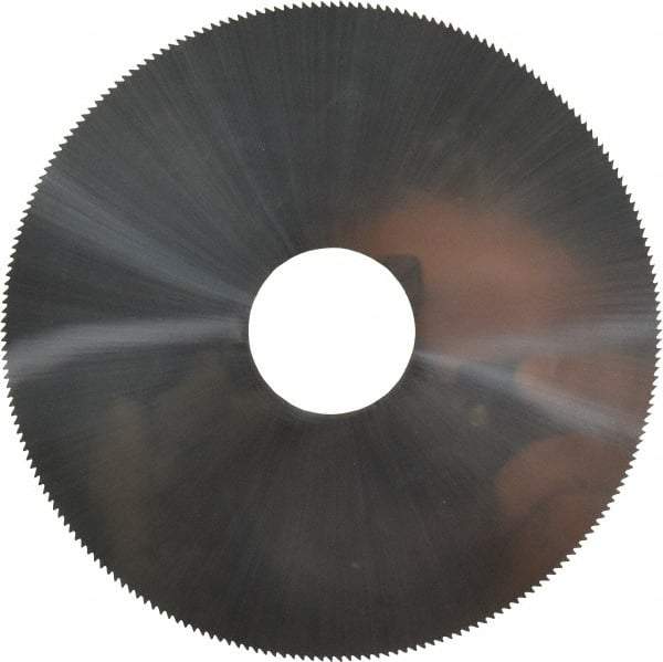 Made in USA - 4" Diam x 0.02" Blade Thickness, 1" Arbor Hole Diam, 220 Teeth, Solid Carbide Jeweler's Saw - Uncoated - Exact Industrial Supply