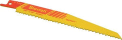 Starrett - 6" Long x 3/4" Thick, Bi-Metal Reciprocating Saw Blade - Tapered Profile, 6 to 10 TPI, Toothed Edge, Universal Shank - Exact Industrial Supply