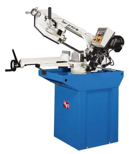 Enco - 9-3/8 x 6-1/4" Max Capacity, Manual Geared Head Horizontal Bandsaw - 138 & 276 SFPM Blade Speed, 220 Volts, 45 & 60°, 1.5 hp, 3 Phase - Exact Industrial Supply