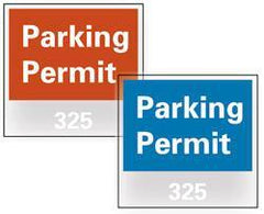 NMC - Parking Permit (101-200), 3 Inch Wide x 3 Inch High, Vinyl Traffic Sign - Blue, Square - Exact Industrial Supply