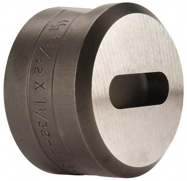 Cleveland Steel Tool - 1-1/32 Inch Long x 11/32 Inch Wide Oblong Ironworker Die - 1-13/16 Inch Head Diameter, 1-1/8 Inch Head Height - Exact Industrial Supply