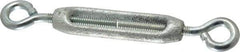 Made in USA - 74 Lb Load Limit, 1/4" Thread Diam, 2-1/4" Take Up, Malleable Iron Eye & Eye Turnbuckle - 2-5/16" Body Length, 11/64" Neck Length, 5-1/2" Closed Length - Exact Industrial Supply