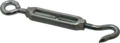 Made in USA - 144 (Eye) & 174 (Hook) Lb Load Limit, 3/8" Thread Diam, 2-7/8" Take Up, Malleable Iron Hook & Eye Turnbuckle - 3-7/8" Body Length, 1/4" Neck Length, 7-1/2" Closed Length - Exact Industrial Supply