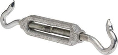 Made in USA - 112 Lb Load Limit, 5/16" Thread Diam, 2-9/16" Take Up, Malleable Iron Hook & Hook Turnbuckle - 3-7/16" Body Length, 7/32" Neck Length, 6-3/4" Closed Length - Exact Industrial Supply