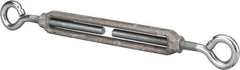 Made in USA - 144 Lb Load Limit, 3/8" Thread Diam, 2-7/8" Take Up, Aluminum Eye & Eye Turnbuckle - 6-7/8" Body Length, 1/4" Neck Length, 11-3/8" Closed Length - Exact Industrial Supply