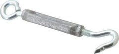 Made in USA - 144 (Eye) & 174 (Hook) Lb Load Limit, 3/8" Thread Diam, 2-7/8" Take Up, Aluminum Hook & Eye Turnbuckle - 3-7/8" Body Length, 1/4" Neck Length, 7-1/2" Closed Length - Exact Industrial Supply