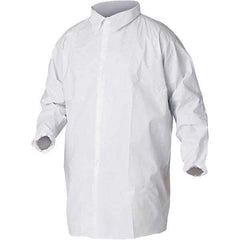 KleenGuard - Size L White Lab Coat without Pockets - Microporous Film Laminate, Snap Front, Elastic Cuffs - Exact Industrial Supply