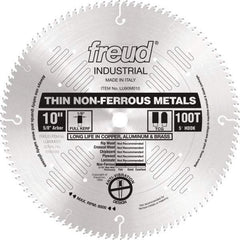 Freud - 10" Diam, 5/8" Arbor Hole Diam, 100 Tooth Wet & Dry Cut Saw Blade - Carbide-Tipped, Standard Round Arbor - Exact Industrial Supply