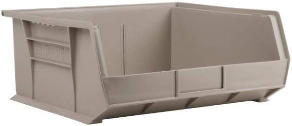 Akro-Mils - 75 Lb. Load Capacity, 14-3/4" Deep, Gray Polymer Hopper Stacking Bin - 7" High x 16-1/2" Wide x 14-3/4" Long - Exact Industrial Supply