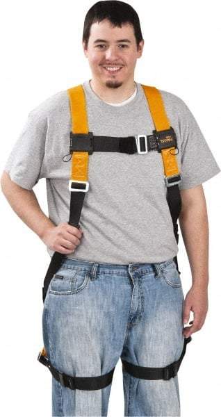 Miller - 400 Lb Capacity, Size Universal, Full Body Safety Harness - Polyester, Mating Leg Strap, Mating Chest Strap, Orange - Exact Industrial Supply