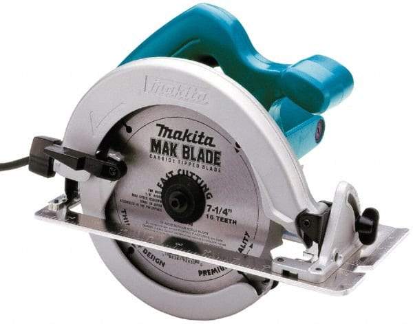 Makita - 10.5 Amps, 7-1/4" Blade Diam, 4,700 RPM, Electric Circular Saw - 120 Volts, 5/8" Arbor Hole, Right Blade - Exact Industrial Supply