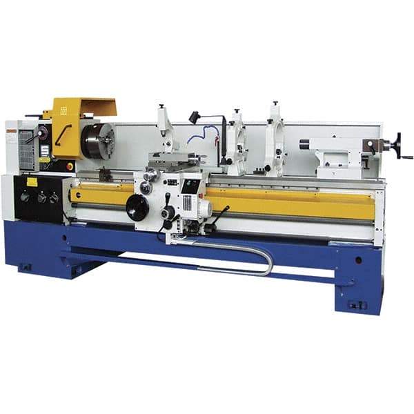 Summit - 28-1/2" Swing, 80" Between Centers, 120 Volt, Triple Phase Toolroom Lathe - 6MT Taper, 15 hp, 20 to 1,250 RPM, 4-1/8" Bore Diam, 48" Deep x 70" High x 156" Long - Exact Industrial Supply