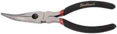 Blackhawk by Proto - 6-1/4" OAL, 2-7/32" Jaw Length x 29/32" Jaw Width, Long Nose Side Cutting Needle Nose Pliers - Round Jaw, Curved Head, Plastic Handles - Exact Industrial Supply