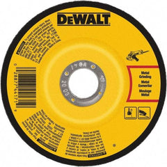 DeWALT - 24 Grit, 6" Wheel Diam, 1/4" Wheel Thickness, 7/8" Arbor Hole, Type 27 Depressed Center Wheel - Aluminum Oxide, Resinoid Bond, 10,100 Max RPM - Exact Industrial Supply