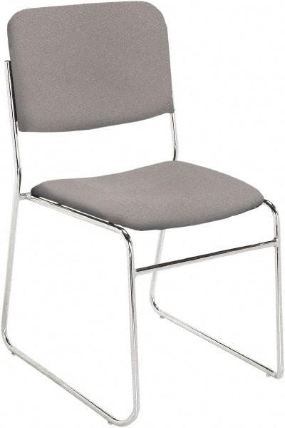 NPS - Fabric Grey Stacking Chair - Chrome Frame, 19" Wide x 21" Deep x 33" High - Exact Industrial Supply