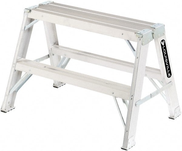 Louisville - 2 Steps, 2' High, Type IA Rating, Aluminum Sawhorse Ladder - Exact Industrial Supply