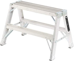 Louisville - 3 Steps, 3' High, Type IA Rating, Aluminum Sawhorse Ladder - 300 Lb Capacity, 34-3/4" Base Width - Exact Industrial Supply