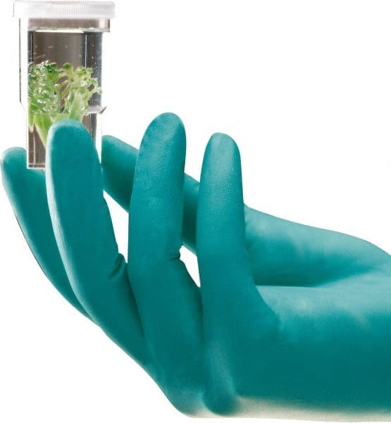 Disposable Gloves: Neoprene Green, Textured Fingers, Static Dissipative