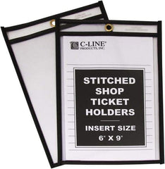 C-LINE - 25 Piece Clear Stitched Shop Ticket Holder - 9" High x 6" Wide - Exact Industrial Supply