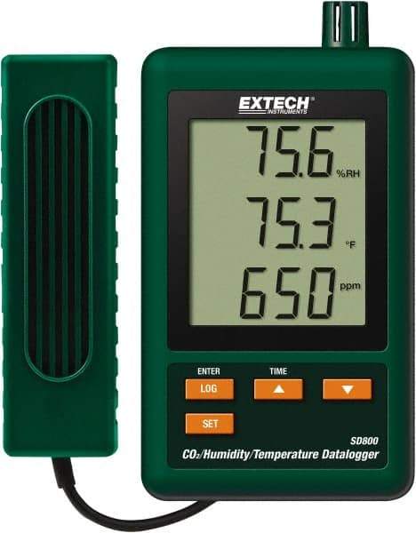 Extech - 32 to 122°F, 10 to 90% Humidity Range, Temp, CO2 Recorder - Exact Industrial Supply