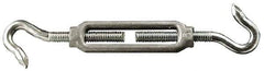 Made in USA - 174 Lb Load Limit, 3/8" Thread Diam, 2-7/8" Take Up, Malleable Iron Hook & Hook Turnbuckle - 3-7/8" Body Length, 1/4" Neck Length, 7-1/2" Closed Length - Exact Industrial Supply