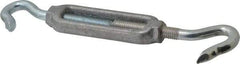 Made in USA - 174 Lb Load Limit, 3/8" Thread Diam, 2-7/8" Take Up, Aluminum Hook & Hook Turnbuckle - 3-7/8" Body Length, 1/4" Neck Length, 7-1/2" Closed Length - Exact Industrial Supply