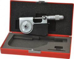 Value Collection - 0 to 1 Inch Range, 0.0001 Inch Graduation, Satin Chrome Finish Mechanical Indicating Micrometer - Accurate to 0.0001 Inch - Exact Industrial Supply