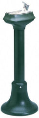 Halsey Taylor - Cast Iron Outdoor Pedestal Water Cooler & Fountain - Push Button Operated Bubbler, Cast Iron Green Enamel Finish - Exact Industrial Supply
