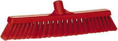 Vikan - 16" Fine Particle Synthetic Push Broom - 2" Bristle Length, Plastic Block, European Threaded Handle Connection - Exact Industrial Supply