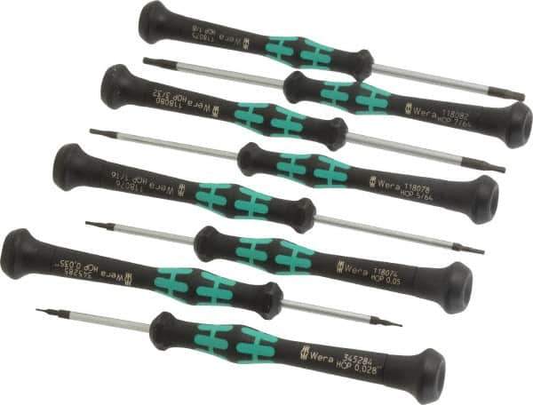 Wera - 8 Piece, 0.028 to 7/64" Hex Driver Set - Comes in Cardboard Box - Exact Industrial Supply