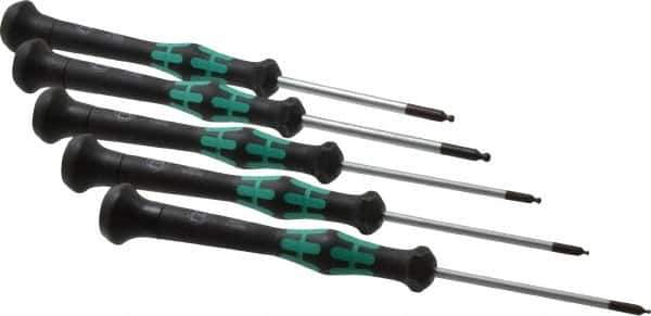 Wera - 5 Piece, 1.3 to 3mm Ball End Hex Driver Set - Comes in Display Box - Exact Industrial Supply