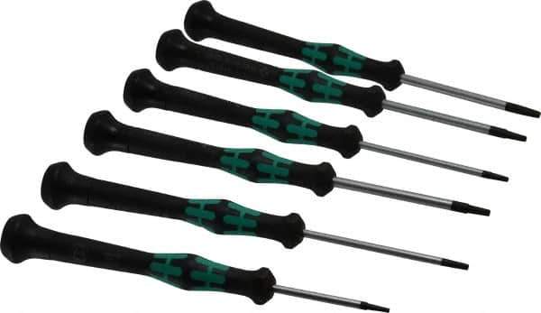 Wera - 6 Piece T6 to T15 Micro Handle Torx Driver Set - T6, T7, T8, T9, T10, T15 - Exact Industrial Supply