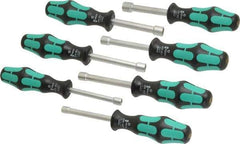 Wera - 7 Piece 3/16 to 1/2" Nutdriver Set - Hollow Shaft, Ergonomic Handle - Exact Industrial Supply