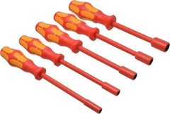 Wera - 5 Piece 7/32 to 1/2" Insulated Nutdriver Set - Solid Shaft, Ergonomic Handle - Exact Industrial Supply