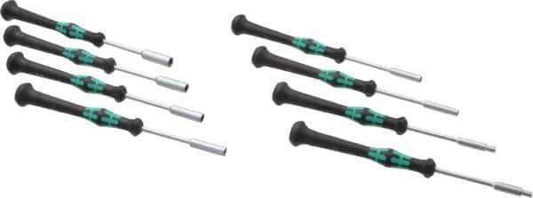 Wera - 8 Piece 2.5 to 6mm Electronic Nutdriver Set - Solid Shaft, Ergonomic Handle - Exact Industrial Supply