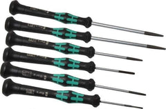 Wera - 6 Piece Slotted Screwdriver Set - Blade Sizes: Width Metric 1.5, 2, 2.5, 3, 3.5 & 4, Metric Length mm: 1.5mm x 40mm, 2mm x 40mm, 2.5mm x 50mm, 3mm x 50mm, 3.5mm x 80mm & 4mm x 80mm - Exact Industrial Supply