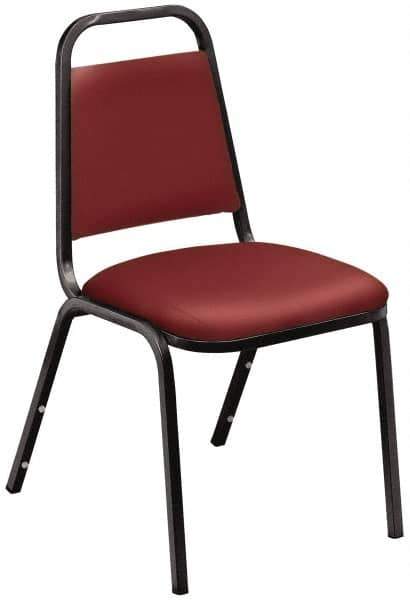 NPS - Vinyl Burgundy Stacking Chair - Black Frame, 17-1/4 Inch Wide x 20 Inch Deep x 33 Inch High - Exact Industrial Supply