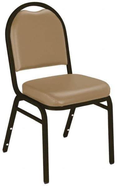 NPS - Vinyl Beige Stacking Chair - Mocha Frame, 17 Inch Wide x 21 Inch Deep x 34 Inch High - Exact Industrial Supply
