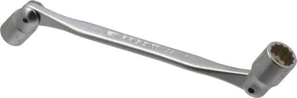 Facom - 14 & 15", 12 Point, Satin Chrome Coated, Double Flex-End Socket Wrench - 9-11/32" OAL, 33mm Head Thickness - Exact Industrial Supply