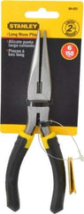 Stanley - 7" OAL, Cutting Pliers - 2-15/64" Jaw Length x 13/16" Jaw Width, Long Nose Head, Molded Plastic Handle - Exact Industrial Supply