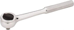 Stanley - 3/8" Drive Round Head Ratchet - Chrome Finish, 7-7/8" OAL - Exact Industrial Supply