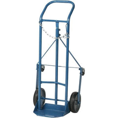 Wesco Industrial Products - 250 Lb Capacity 41-3/4" OAH Tilting Cylinder Hand Truck - Continuous Handle, Steel, Mold-On Rubber Wheels - Exact Industrial Supply