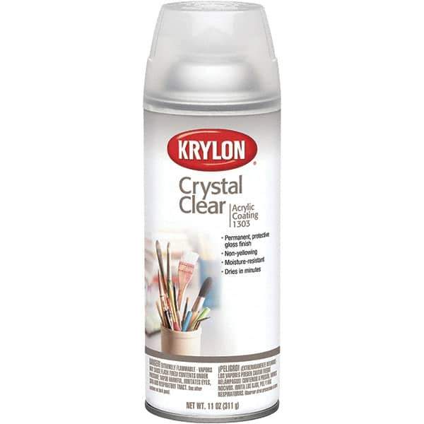 Krylon - Crystal Clear, Gloss, Acrylic Coating Spray Paint - 15 to 20 Sq Ft per Can, 11 oz Container - Exact Industrial Supply