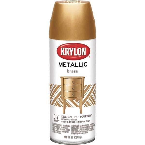 Krylon - Brass (Color), Gloss, Metallic Spray Paint - 12 oz Container - Exact Industrial Supply