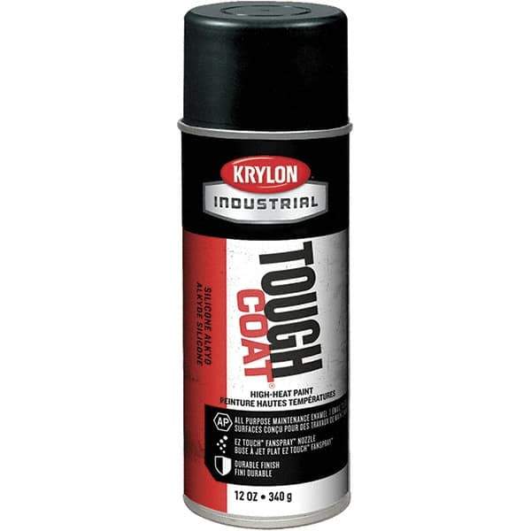 Sprayon - High Temp Black, 12 Ounce Net Fill, Metallic, Acrylic Enamel Spray Paint - 15 to 20 Sq. Ft. per Can, 12 Ounce Container - Exact Industrial Supply