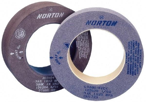 Norton - 16" Diam x 5" Hole x 2" Wide Centerless & Cylindrical Grinding Wheel - 60 Grit, Aluminum Oxide, Type 1, Medium Grade, Vitrified Bond, No Recess - Exact Industrial Supply