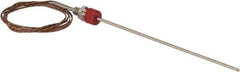 Thermo Electric - 0 to 1600°F, J Pipe Fitting, Thermocouple Probe - 6 Ft. Cable Length, Stripped Ends, 9 Sec Response Time - Exact Industrial Supply