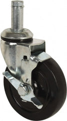 Value Collection - 5" Diam x 1-1/4" Wide x 6-15/32" OAH Stem Mount Swivel Caster with Brake - Exact Industrial Supply