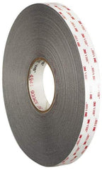 3M - 3/4" x 36 Yd Acrylic Adhesive Double Sided Tape - 45 mil Thick, Gray, Acrylic Foam Liner, Continuous Roll, Series 4941 - Exact Industrial Supply