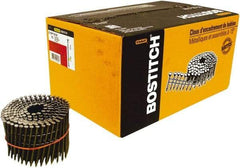 Stanley Bostitch - 11 Gauge 0.131" Shank Diam 3-1/4" Long Framing Nails for Power Nailers - Steel, Yellow Zinc Finish, Smooth Shank, Coil Wire Collation, Round Head, Diamond Point - Exact Industrial Supply